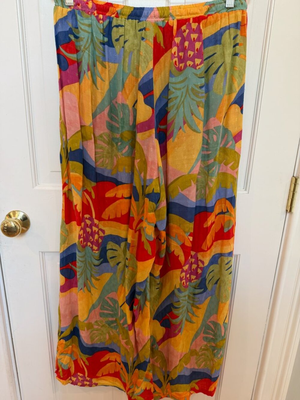 Christian Siriano Tropical Print Wide-Leg Pants, Size L - Picture 1 of 4